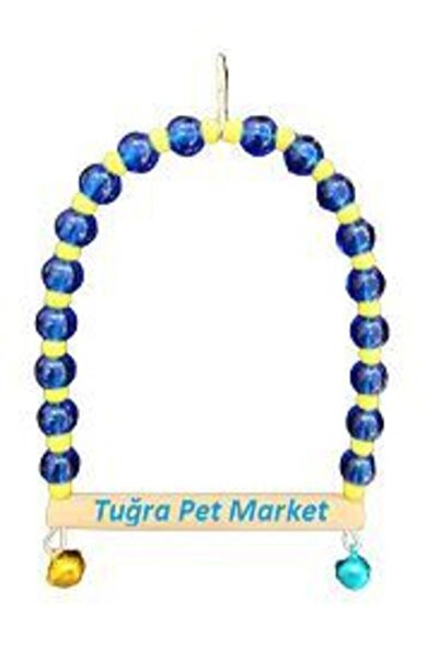 TUĞRA PET MARKET Muhabbet Kuşları Için Sarı Lacivert Oyuncak Salıncak Seti