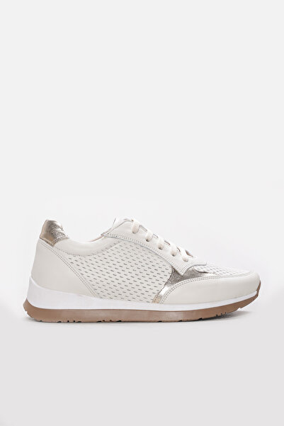 FAST STEP Genuine Leather Cream Women's Casual Shoes 257Za110Zm