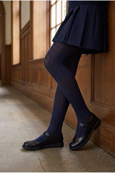 Katia&Bony Girl's patterned tights school socks navy blue