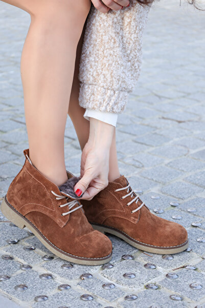 FAST STEP Genuine Leather Fur Tan Suede Women's Classic Boots 257Kza2024