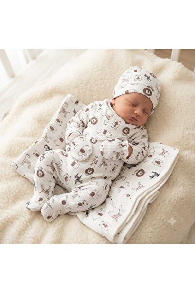 DEFNE LİNA BABY Newborn Baby Boy 100% Cotton 7 Piece Hospital Discharge Set