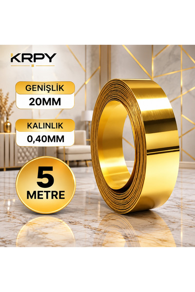 KRPY 20mm Altın Dekoratif Şerit Bant PVC - Kendinden Yapışkanlı Metalik Gold ...
