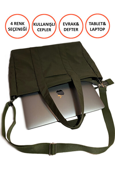 tuttobene IDILY Haki Tote Bag Omuz Çantası Laptop Kitap Evrak taşınabilir TB005
