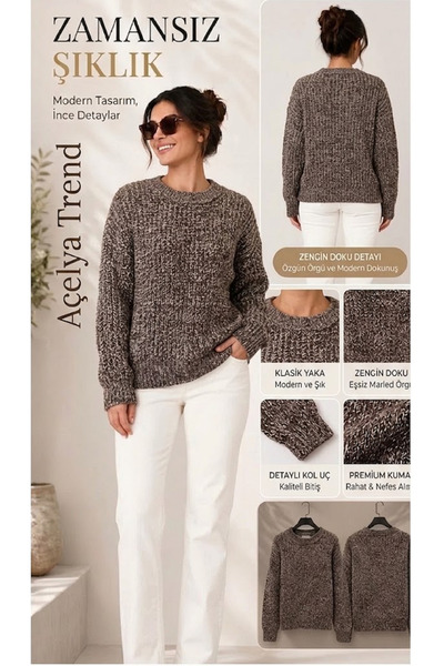 AÇELYA TEKSTİL Crew Neck Thessaloniki Knitwear Women's Knitwear "The Favorite...