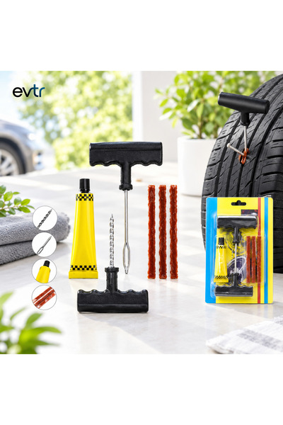 EVİMİST 6 Parça Lastik Tamir Seti Tubeless Lastik Yama Kiti Oto Motosiklet Bi...