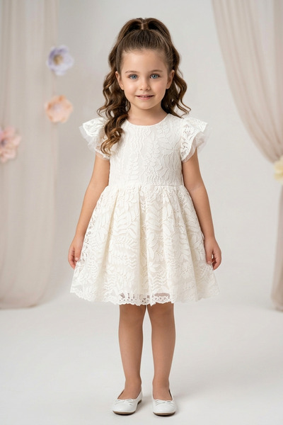 Baby Animals Baby Girl Dress Girls' Dress Birthday Party Wedding Dress Lace Short Sleeve Lined Dress