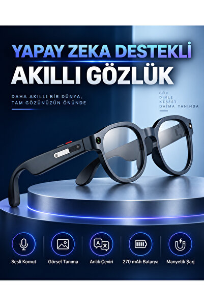 EN SİGA Yuvarlak Çerçeveli 8 MP Kameralı Yapay Zeka Akıllı Gözlük 1080P Anti-...