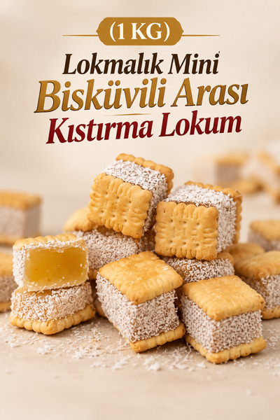 ÜLKÜ KURUYEMİŞ (1 KG) Lokmalık Mini Bisküvili Arası Kıstırma Lokum Hediyelik ...