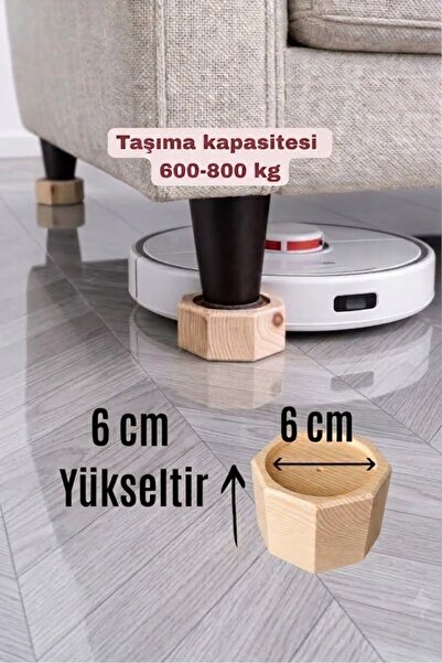 iDekor Robot Süpürge İçin Ahşap Baza ve Koltuk Yükseltici – 6 cm Yükseltir – ...
