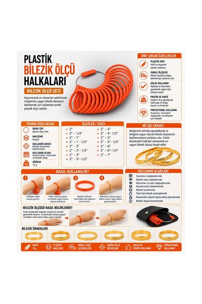 Torna Türk Bilezik Ölçü - Plastik Halkaları