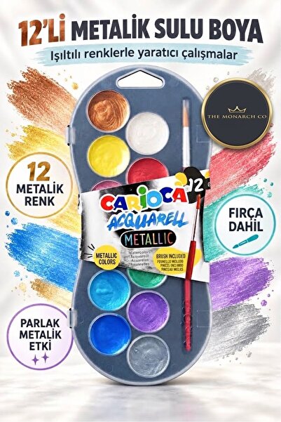 The Monarch Co Carioca Acquarell Metalik Sulu Boya 8 Renk Fırçalı - Çocuk San...