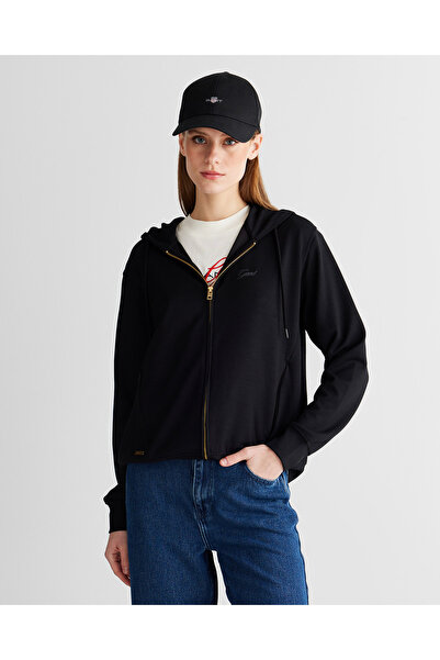 Gant Kadın Siyah Regular Fit Fermuarlı Sweatshirt