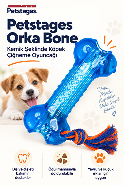 PetStages Orka Bone Kemik Şeklinde Köpek Çiğneme Oyuncağı - Parçalanmaya Daya...