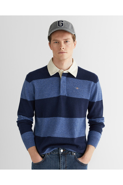 Gant Erkek Lacivert Regular Fit Polo Yaka Triko