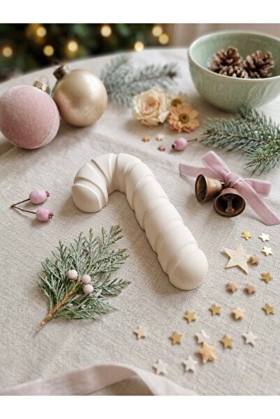 Kendin Boya Taş Tozu Baston Şeker / Candy Cane Yılbaşı Objesi ve Hobi Seti (6 Renk Boya + Fırça Hediyeli)