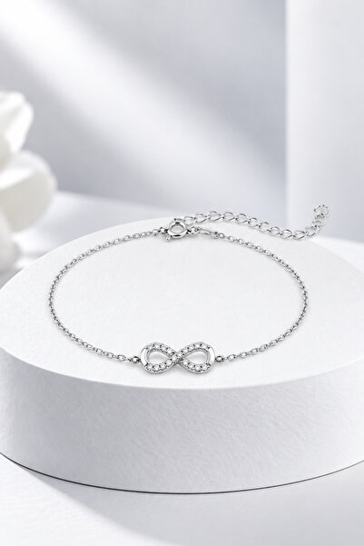 jelux silver Gümüş 925 Ayar Zirkon Taşlı Sonsuzluk Bileklik