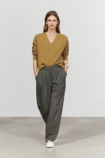 Massimo Dutti İnce çizgili carrot fit pantolon
