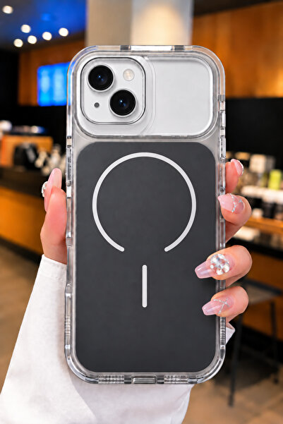 Barbanti iPhone 13 / 14 / 15 Uyumlu MagSafe Metal Kamera Standlı Mat Renkli K...