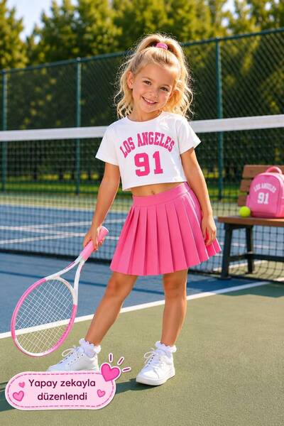 My Kids Wear Pleated Skirt Printed Girl's Suit