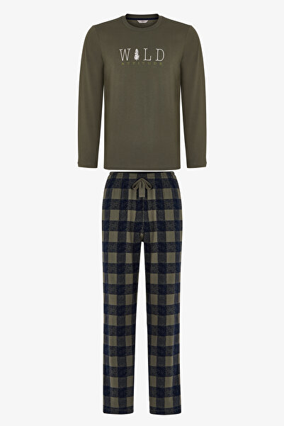 Penti Wild Attitude kariertes Pyjama-Set für Herren mit langen Ärmeln