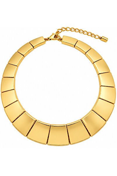 SOLÉORA COAST Gold Renk Geometrik Kalın Choker Kolye – Modern Statement Kolye