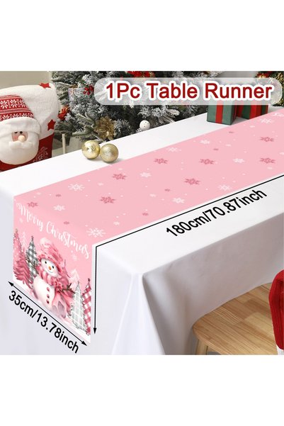 Choice as picture pink 1pc Pink Snowman Christmas Table Runner Merry Christma...