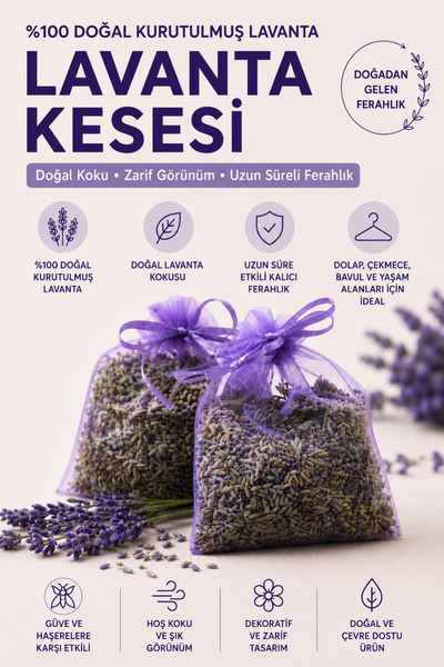 Rosess Lavanta Kesesi 5 Adet – Hediyelik | Şık Kese & Yoğun Koku