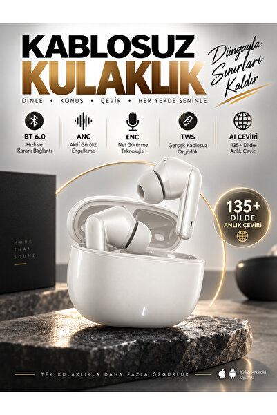 DEANB IPX4 Su Geçirmez ENC ANC TWS Bluetooth Kulaklık 135 Dil Çeviri Destekli...