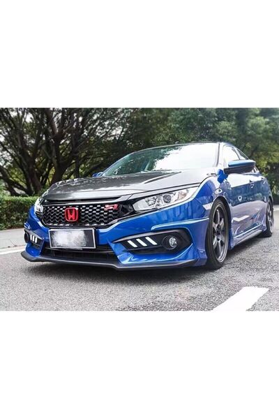 autogp Honda civic fc5 uyumlu ön panjur ve far kaşları siyah si model 2016+