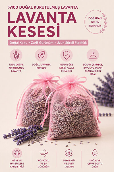 Rosess 5’li Pembe Lavanta Kesesi – Lavanta Kurusu – Hediyelik & Dolap Koku