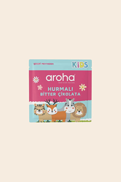 AROHA Kids Hurmalı Bitter Çikolata - Şekeri Meyveden 28 gr