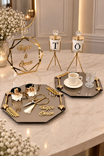 Masalsı Concept Söz Tepsisi Nişan Yüzük Tepsisi Damat Kahvesi Damat Fincanı D...