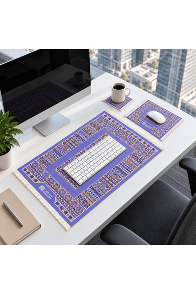 Segadty Sajadi Office Set Soft Touch Mouse Pad Keyboard Mat and Coaster Set w...