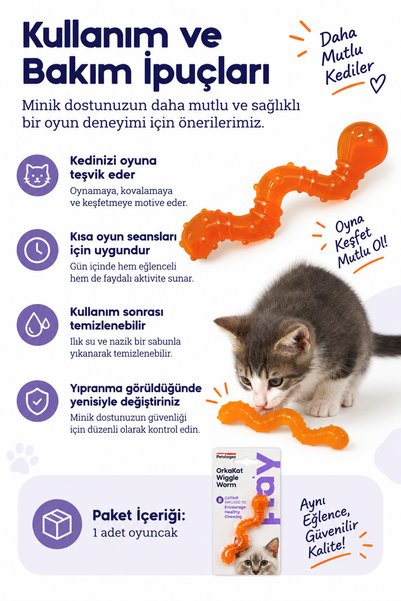 PetStages لعبة مضغ للقطط على شكل دودة ملونة من أوركا كات ويجل وورم مع نبات الكاتنيبل