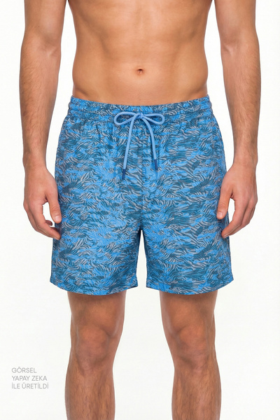 Penti Herren-Badeshorts mit Gürtel und tiefem Zebramuster