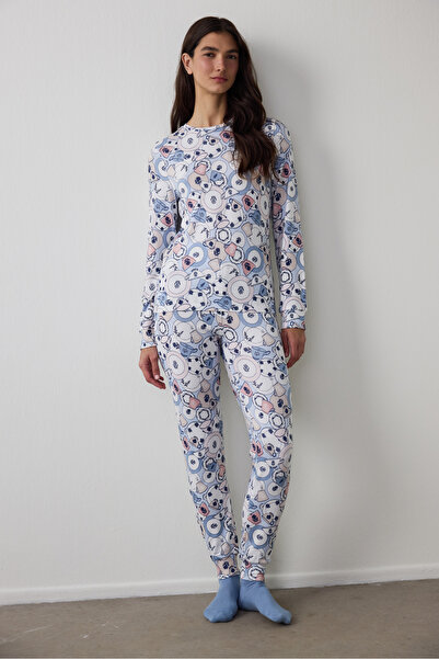 Penti Multi-Colored Breakfast Thermal Effect Pants Pajama Set