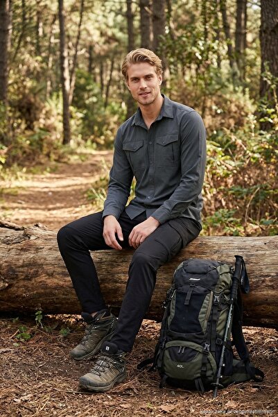 Buratti Treaking and Water Repellent Classic Collar Long Sleeve Pocket Shirt ...
