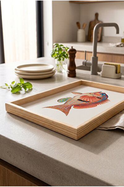 Zevahir Mobilya Dekorasyon Orange Fish Pattern - Rectangular Coffee Presentat...