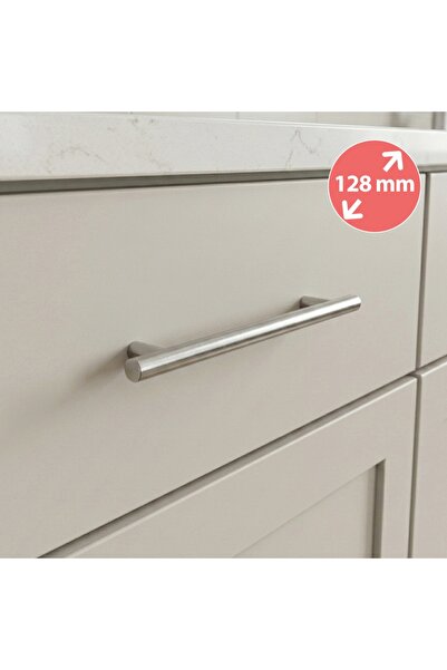 EYM Alüminyum Paslanmaz İnox 128 mm Mobilya Boy Kulp Çap: 12 mm