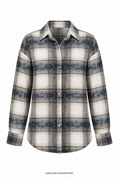 elif teke Venus Plaid Stone Shirt Blue