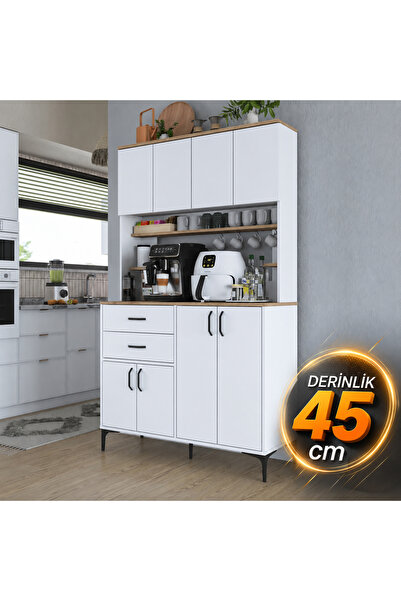 Rani Mobilya Rani JE212 Kahve Köşesi Çok Amaçlı Dolap 8 Kapaklı Çekmeceli Raf...