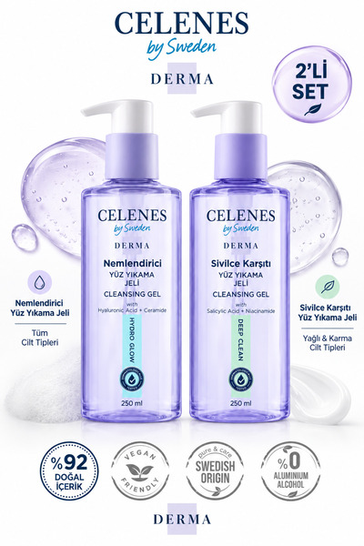 celenes by sweden Derma Moisturizing and Anti-Aging Face Wash Gel Set of 2
