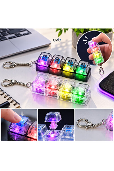 EVİMİST Işıklı Mekanik Klavye Fidget Anahtar Test Cihazı – 4'lü RGB Işıklı Sw...