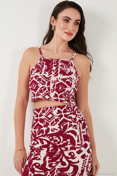 Lela Slim Fit İp Askılı Yırtmaçlı Midi Alt-Üst Takım Kadın TAKIM 5865726