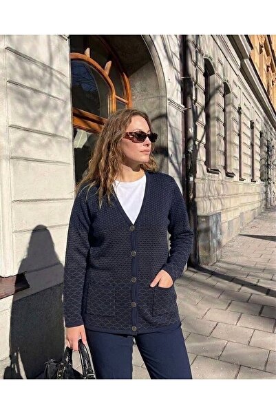 onno style women سترة تريكو كلاسيكية منسوجة من الفولاذ بنقوش مميزة