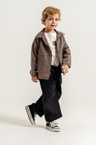 Jikko Baby Boy's Denim Jacket, T-Shirt, Wide-Legged Trousers 3-Piece Set 9101...
