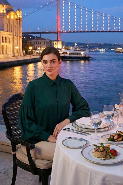 Lela Regular Fit Dikiş Detaylı Düz Yaka Balon Kol Gömlek Kadın GÖMLEK 611GO00003