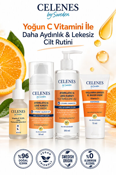 celenes by sweden Yoğun C Vitamini İle Daha Aydınlık & Lekesiz Cilt Rutini
