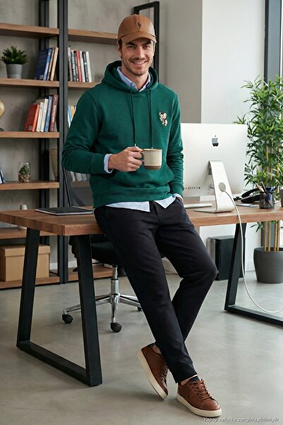 Buratti سويت شيرت قطني ذو قصة عادية مع جيب كنغر بغطاء رأس للرجال SWEAT 6141006B