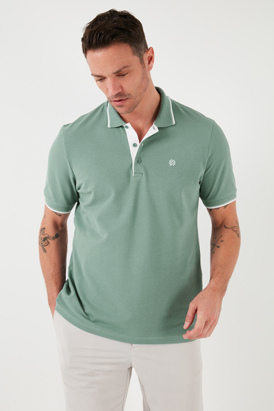 Buratti 100% Cotton Buttoned Regular Fit Polo Collar T-Shirt Men's POLO COLLA...